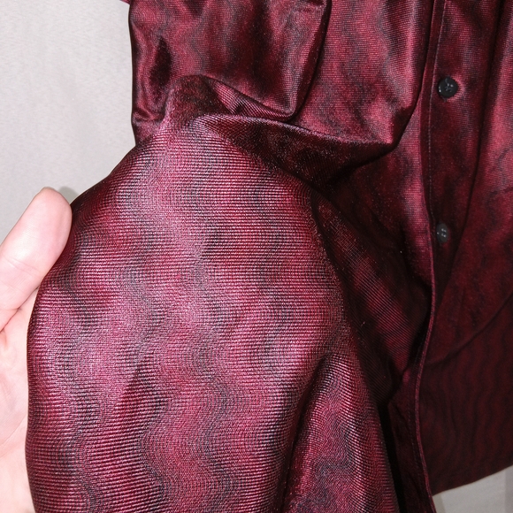 Vintage Mens Club Rave Shirt Street Culture Button Up Shiny Red Wave Size XL - Picture 4 of 15